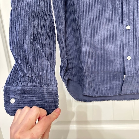 NWT Frank & Eileen Eileen Relaxed Fit Corduroy Button-Up Shirt in lagoon blue - Picture 4 of 10